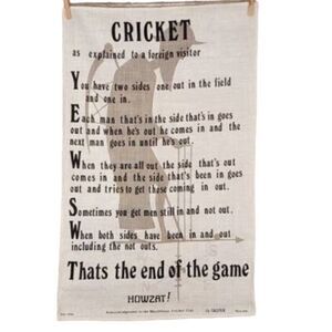 Ulster Cricket 6082 Tea Towel Irish Linen Marlebone Club Funny Humor 18.5x29